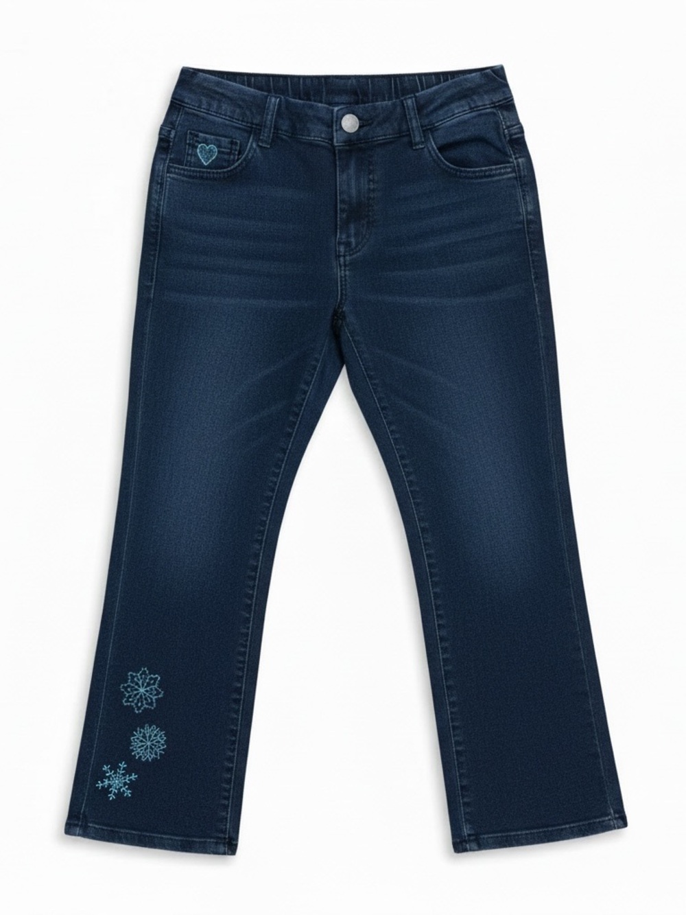 NWT SZ L Quacker Factory Regular DreamJeannes Winter Motif Pants BLUE SNOWFLAKES
